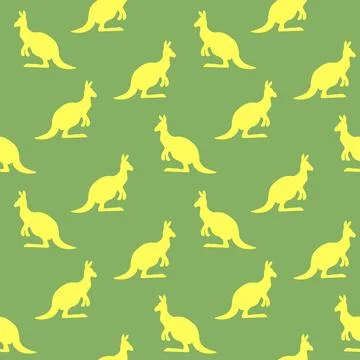 Seamless pattern with Kangaroo silhouette on color background. Vector Stockillustratie