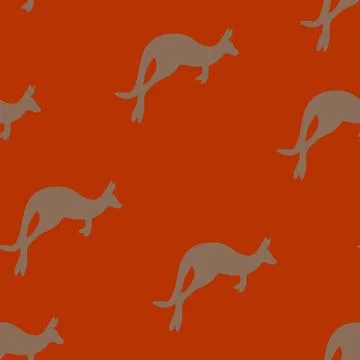 Seamless pattern with Kangaroo silhouette on color background. Vector Stockillustratie
