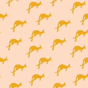 Seamless pattern with Kangaroo silhouette on color background. Vector Stockillustratie