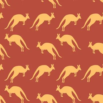 Seamless pattern with Kangaroo silhouette on color background. Vector Stock Illustration