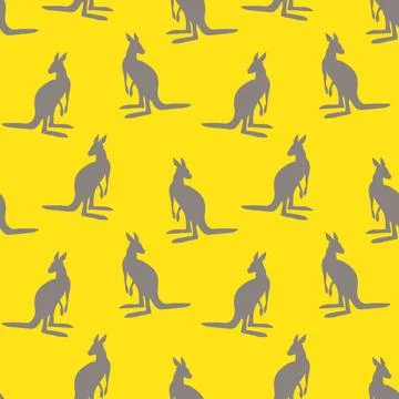 Seamless pattern with Kangaroo silhouette on color background. Vector Stockillustratie