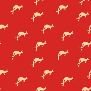 Seamless pattern with Kangaroo silhouette on color background. Vector Stock Illustration