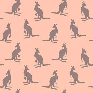 Seamless pattern with Kangaroo silhouette on color background. Vector Stock Illustration
