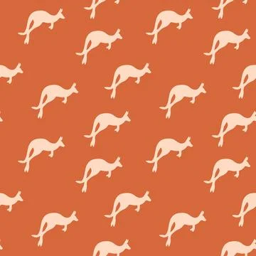 Seamless pattern with Kangaroo silhouette on color background. Vector Illustrazione stock