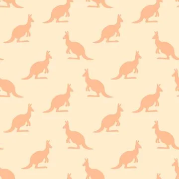 Seamless pattern with Kangaroo silhouette on color background. Vector Stock Illustration