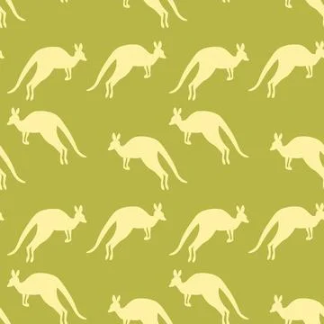 Seamless pattern with Kangaroo silhouette on color background. Vector 스톡 일러스트