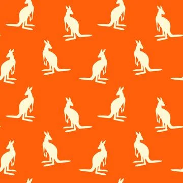 Seamless pattern with Kangaroo silhouette on color background. Vector 스톡 일러스트
