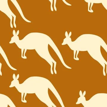 Seamless pattern with Kangaroo silhouette on color background. Vector Stock Illustration
