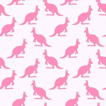 Seamless pattern with Kangaroo silhouette on color background. Vector Illustrazione stock