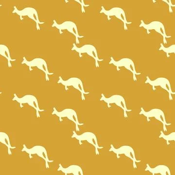 Seamless pattern with Kangaroo silhouette on color background. Vector Stockillustratie