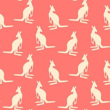 Seamless pattern with Kangaroo silhouette on color background. Vector 库存插图