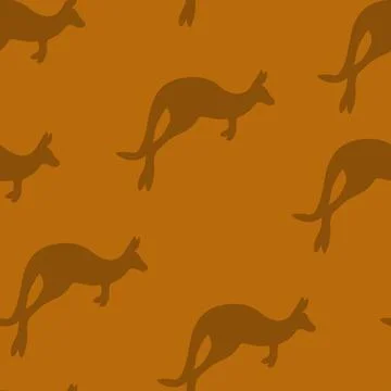 Seamless pattern with Kangaroo silhouette on color background. Vector Illustrazione stock