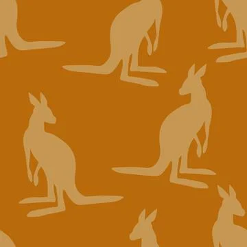 Seamless pattern with Kangaroo silhouette on color background. Vector Stock Illustration