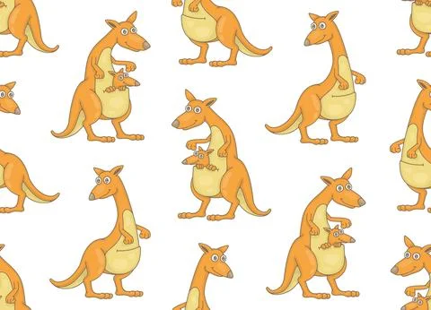 Seamless Pattern with Kangaroos Stock Illustration