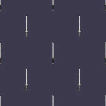 Seamless pattern with katana weapon. Ninja weapon. Samurai equipment. Vector. Illustrazione stock