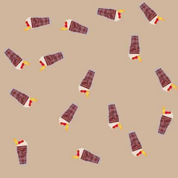 Seamless pattern kawaii chocolate milkshake with happy face Stock Illustration