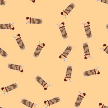 Seamless pattern kawaii chocolate milkshake character smiling Stock Illustration