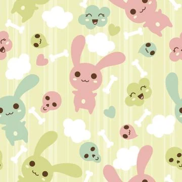 Seamless pattern with kawaii doodle. Illustrazione stock