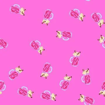 Seamless pattern kawaii pink milkshake character with whipped cream topping 库存插图