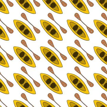 Seamless pattern with kayak Illustrazione stock