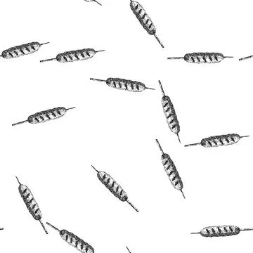 Seamless pattern kebab skewered food sketch hand drawn Ilustración de archivo