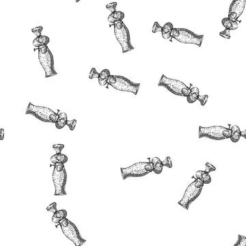Seamless pattern kerosene oil lamp sketch hand drawn Stock Illustration
