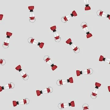 Seamless pattern kerosine lantern camp lamp cartoon vector Stock Illustration