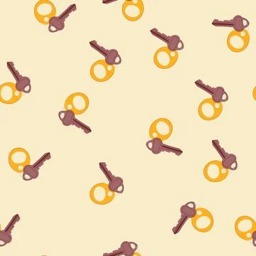 Seamless pattern key with blank tag representing hotel room access Stock Illustration