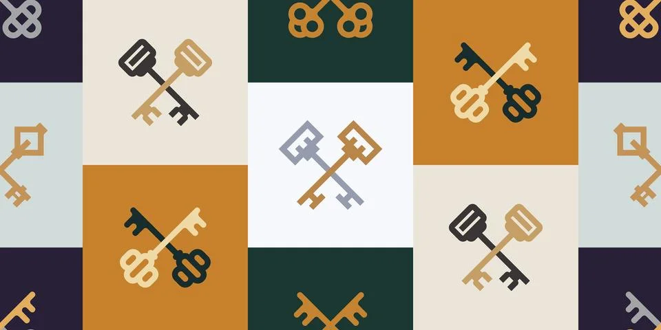 Seamless pattern with Keys Stock Illustration