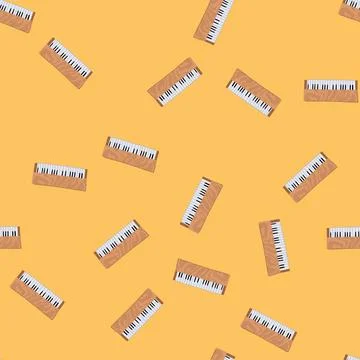 Seamless pattern keys piano cartoon vector Stock Illustration
