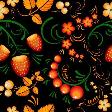 Seamless pattern khokhloma Stock Illustration
