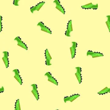 Seamless pattern kick soccer boots cartoon vector Stockillustratie