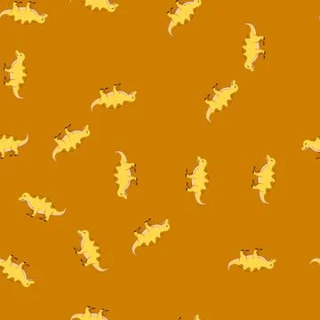 Seamless pattern kid dinosaur character cartoon vector Stock Illustration