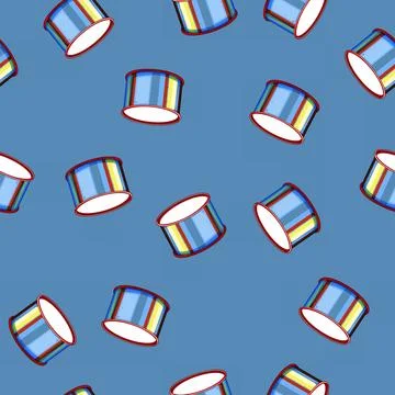 Seamless pattern kid drum toy cartoon vector 库存插图