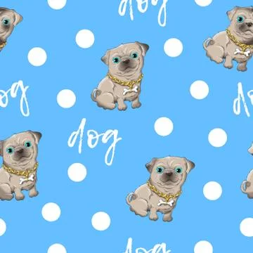 Seamless pattern kid s cute dog. Stock Illustration