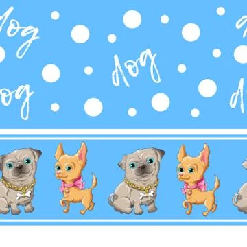 Seamless pattern kid s cute dog. Stock Illustration