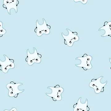 Seamless pattern kid tooth character cartoon vector 스톡 일러스트