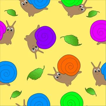 Seamless pattern for kids in the form of snails. Stock Illustration