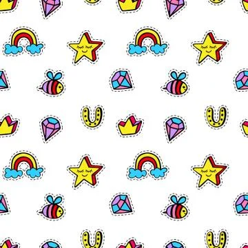 Seamless pattern with kids patch badges Stock Illustration