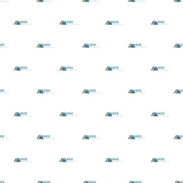 Seamless pattern with kids playground text and slide icon Stock Illustration