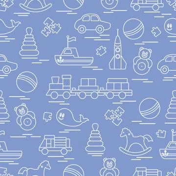 Seamless pattern with kids toys. イラスト素材