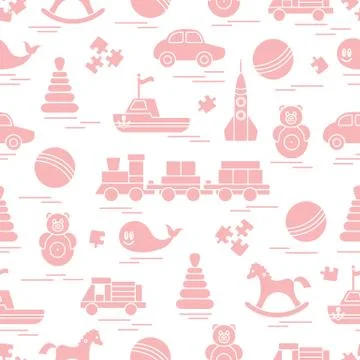 Seamless pattern with kids toys. Stock Illustration