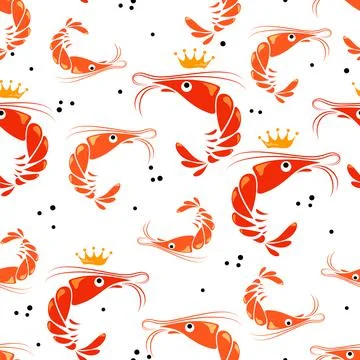 Seamless pattern. King prawns. Royal shrimp Stock Illustration
