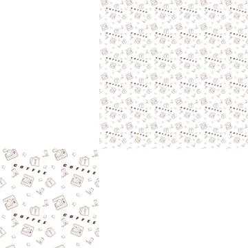 Seamless pattern kitchen icons in the style of line art with inscription wi.. Stock Illustration