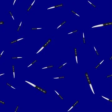 Seamless pattern of kitchen knives on a colored background. Stock Illustration