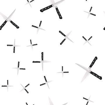 Seamless pattern of kitchen knives on a white background. Illustrazione stock
