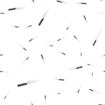Seamless pattern of kitchen knives on a white background. Stock Illustration