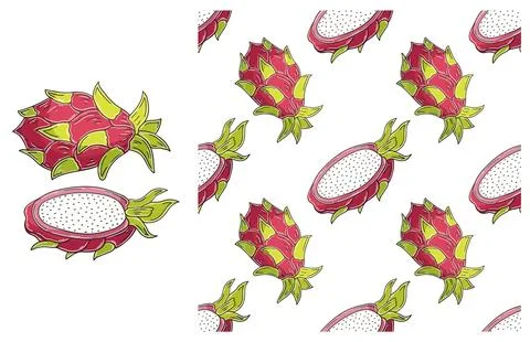 Seamless pattern for kitchen, restaurant or shop. Set in hand draw style Stock Illustration