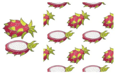 Seamless pattern for kitchen, restaurant or shop. Set in hand draw style Stock Illustration