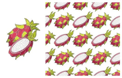 Seamless pattern for kitchen, restaurant or shop. Set in hand draw style Stock Illustration